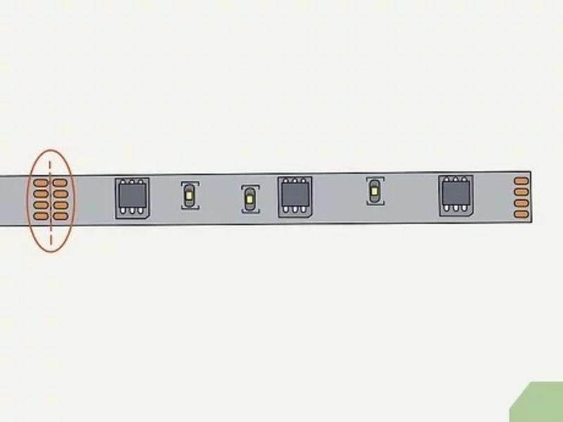 Look for the line on either side of the LED's copper dots